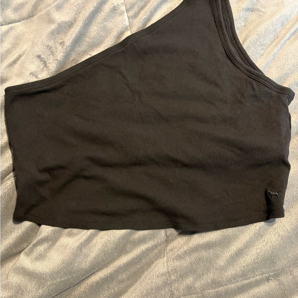 EUC 2x PINK Victoria's Secret Black Ribbed Tank Top